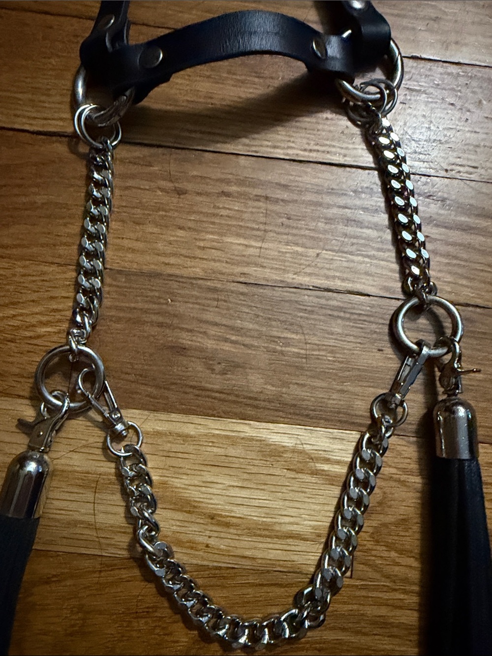 NWT Custom Black Leather & Chain Headpiece - Picture 6 of 12